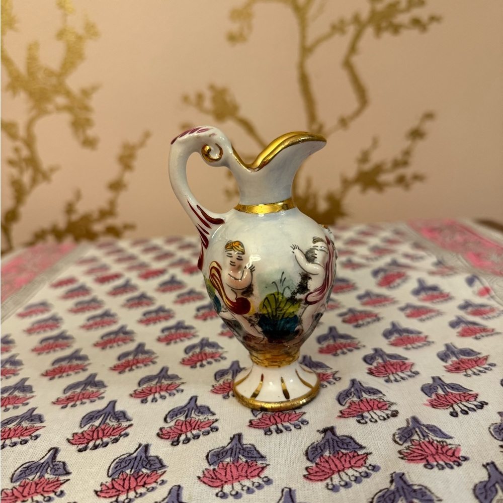 Capodimonte Porcelain Pitcher with Gold Accents